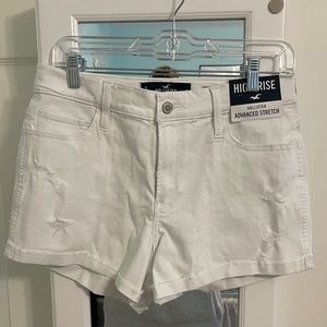 High Rise White Hollister Shorts